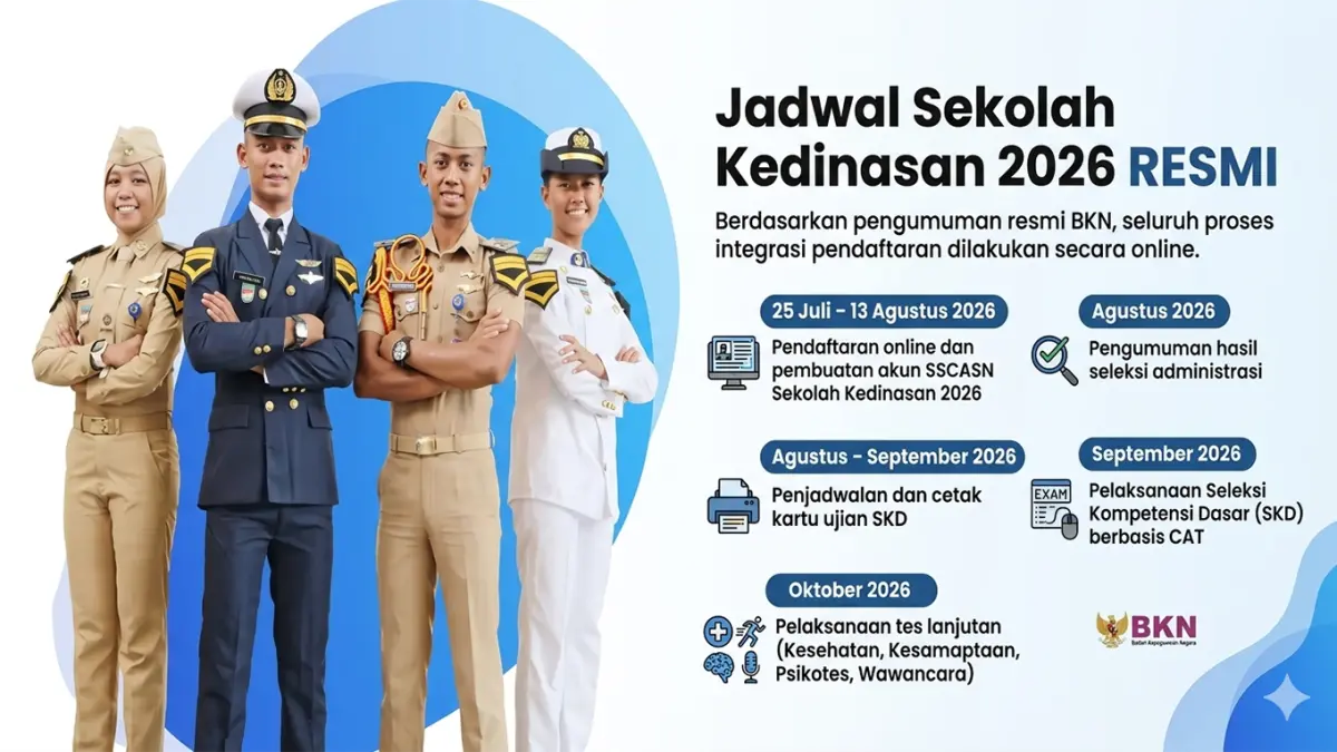 Resmi dari BKN: Jadwal Pendaftaran Seleksi Sekolah Kedinasan 2026 dan Aturan Pilih Instansi 
