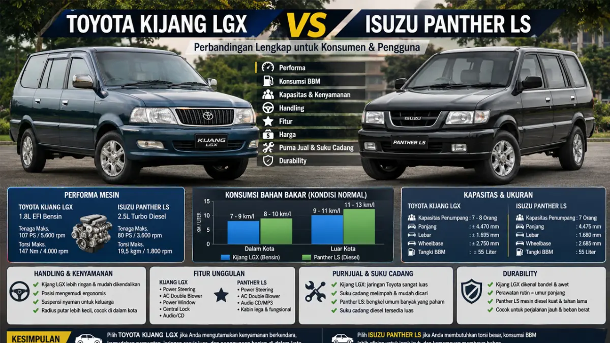Duel Kijang LGX vs Panther LS untuk pengguna mobil bekas