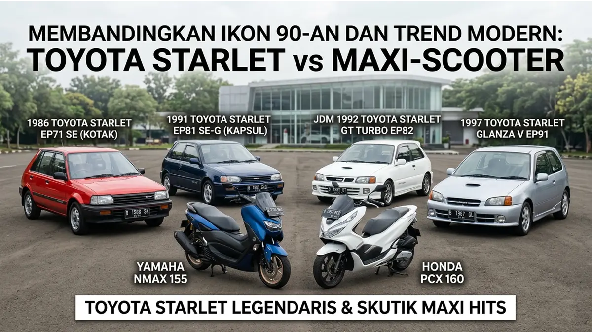 Mending Mana? Punya Uang 40 Juta Pilih Mobil Toyota Starlet Bekas atau Skutik Maxi NMax & PCX Baru?
