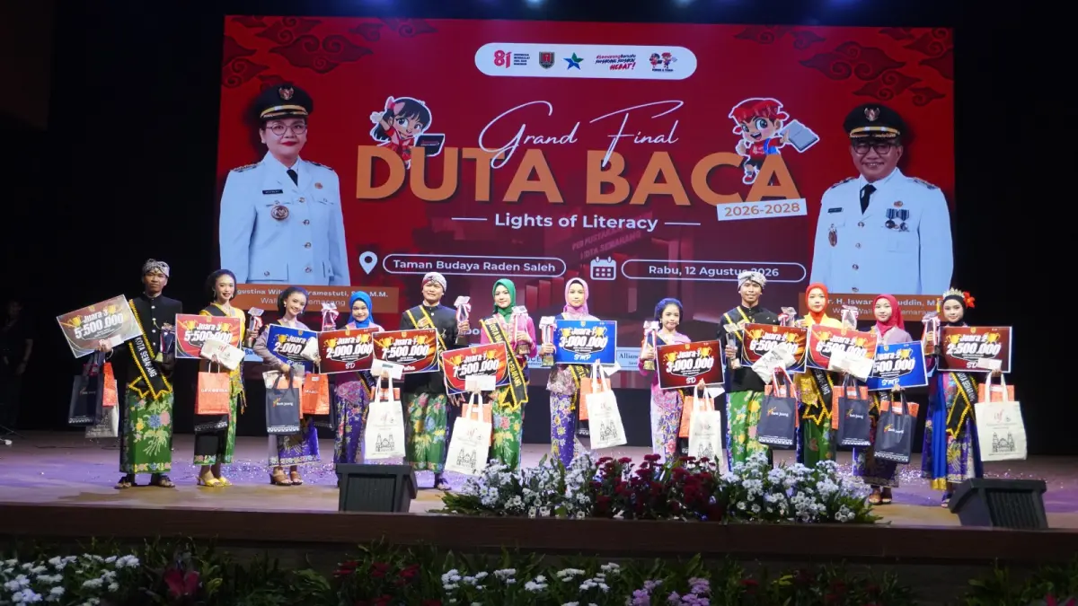 Pemkot Semarang melalui Dinas Arsip dan Perpustakaan sukses menggelar final pemilihan Duta Baca dan Duta Baca Pelajaran Kota Semarang Tahun 2026 di Gedung TBRSpada Rabu (12/8/2026).