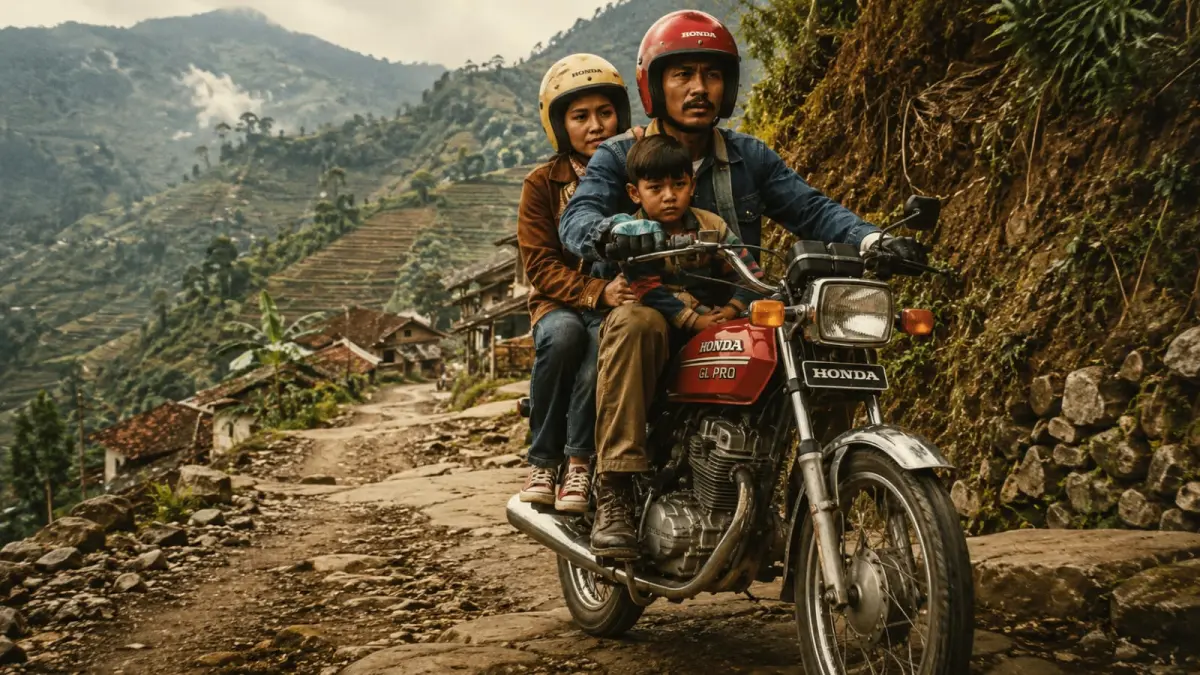 Ilustrasi: Di masa kejayaannya, Honda GL Pro adalah motor yang bisa diandalkan dalam berbagai medan, termasuk medan berat sekalipun. (ai/Sulistiono)