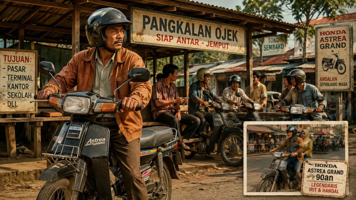 Ilustrasi: Honda Astrea Grand,salah satu keluarga Honda Astrea yang menjadi motor legendaris dan favorit di masa kejayaannya. (ai/Sulistiono)