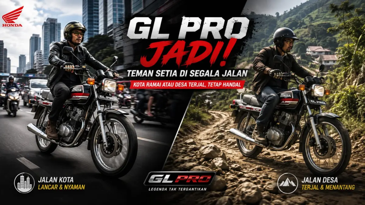 Ilustrasi: Honda GL Pro sebagai motor sport di era tahun 1980-1990an dikenal sebagai salah satu motor batangan yang tangguh dan bandel. (ai/Sulistiono)
