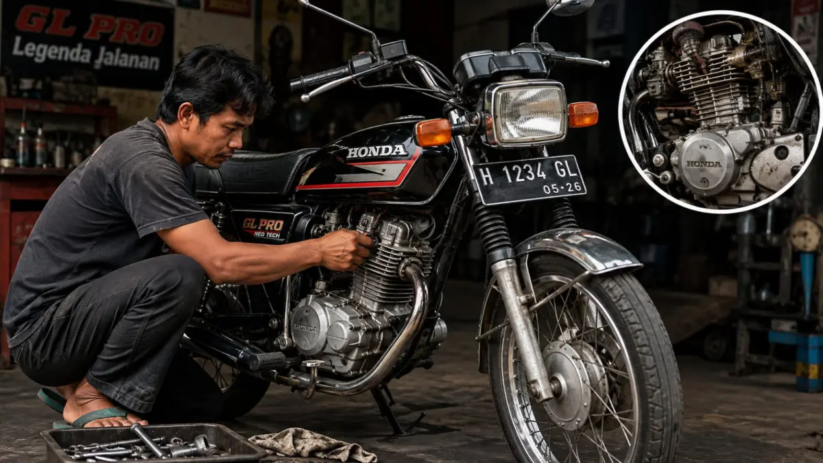 Ilustrasi: Mengenali ciri-ciri motor masih orisinil atau tidak, sebelum membeli motor lawas, termasuk Honda GL Pro. (ai/Sulistiono)