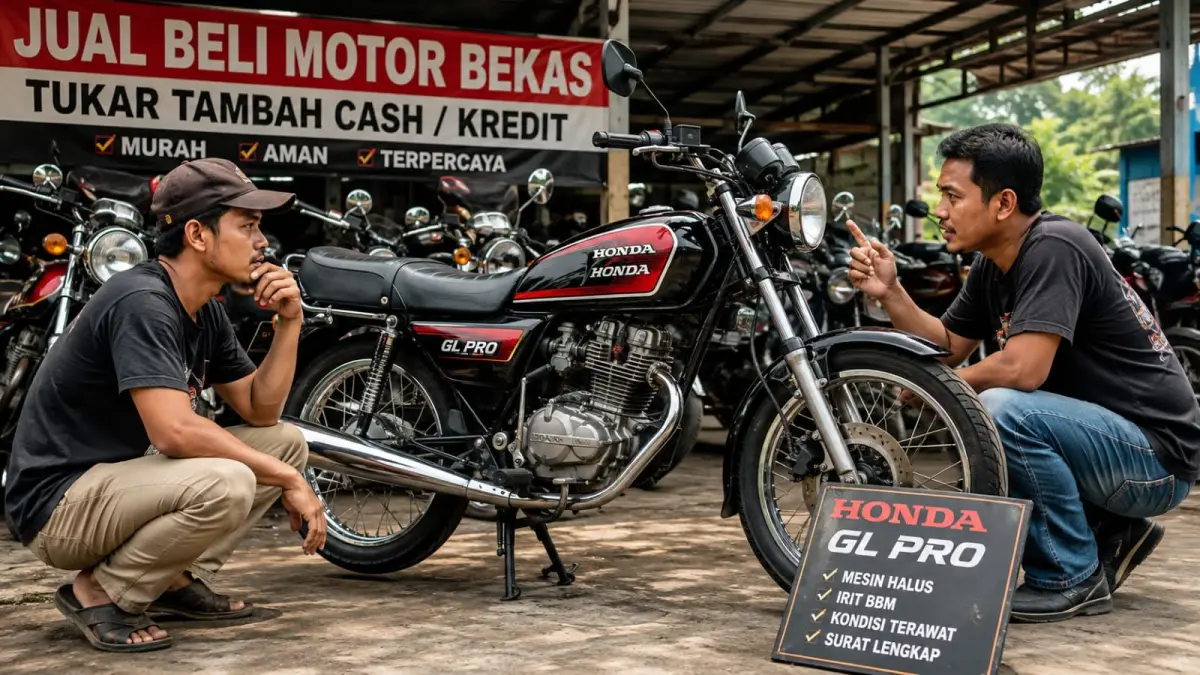 Ilustrasi: Teliti, jangan mudah tergiur barang yang kelihatan mulus termasuk saat membeli motor Honda GL Pro lawas. (ai/Sulistiono)