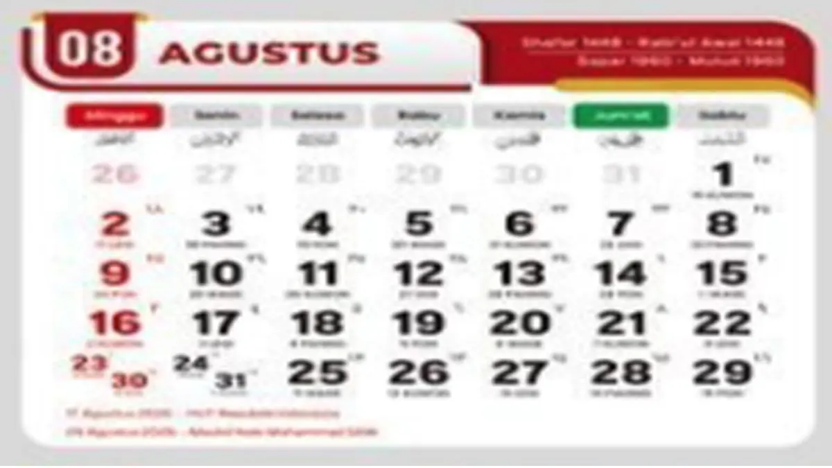Resmi dari Pemerintah! Ini Daftar Hari Libur Nasional Kalender Agustus 2026 dan Panduan Jadwal Long Weekend
