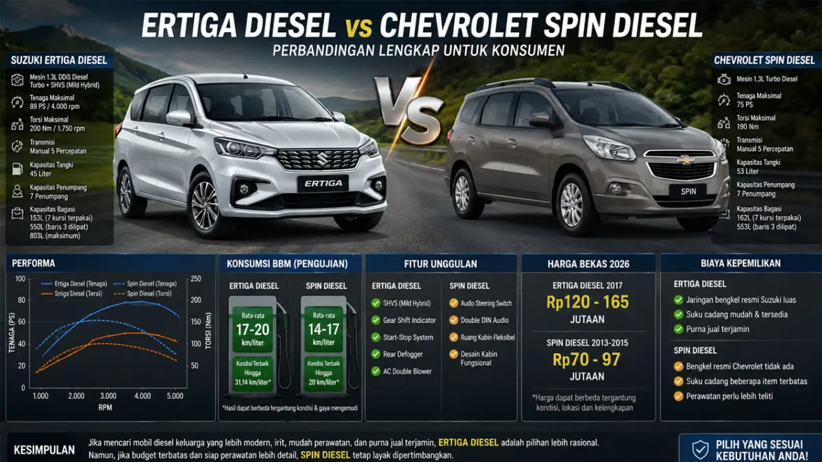 Suzuki Ertiga Diesel vs Chevrolet Spin Diesel