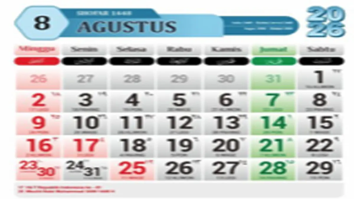Kalender Agustus 2026: 4 Hari Libur Total! Manfaatkan Momen Maulid Nabi dan HUT RI ke-81 dengan Strategi Cuti Ini
