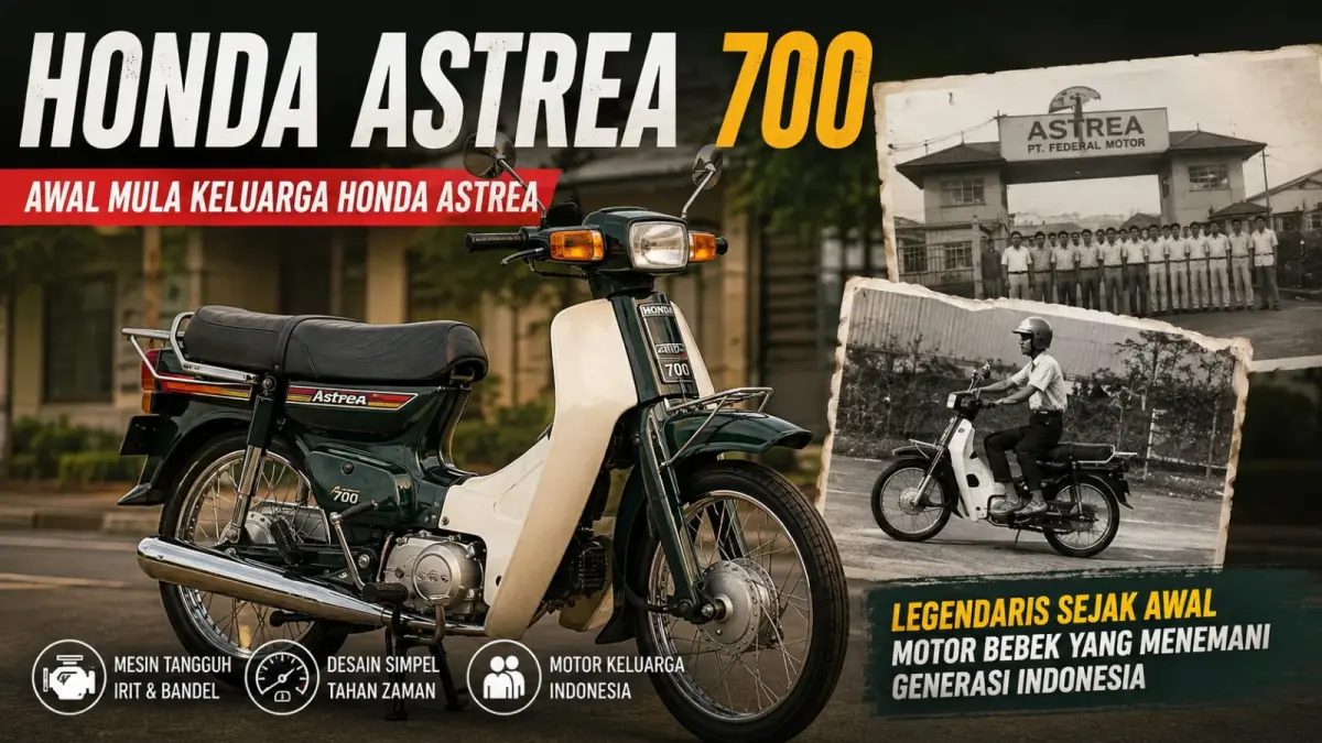 Ilustrasi: Honda Astrea 700, cikal bakal keluarga Honda Atrea motor klasik yang menjadi legenda motor Honda. (ai/Sulistiono)