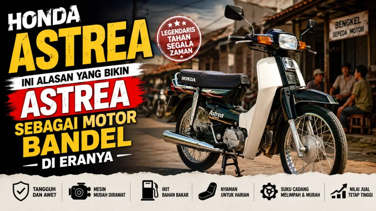 Ilustrasi: Honda Astrea motor klasik ini dikenal sebagai motor bebek yang bandel, irit dan mudah dirawat. (ai/Sulistiono)