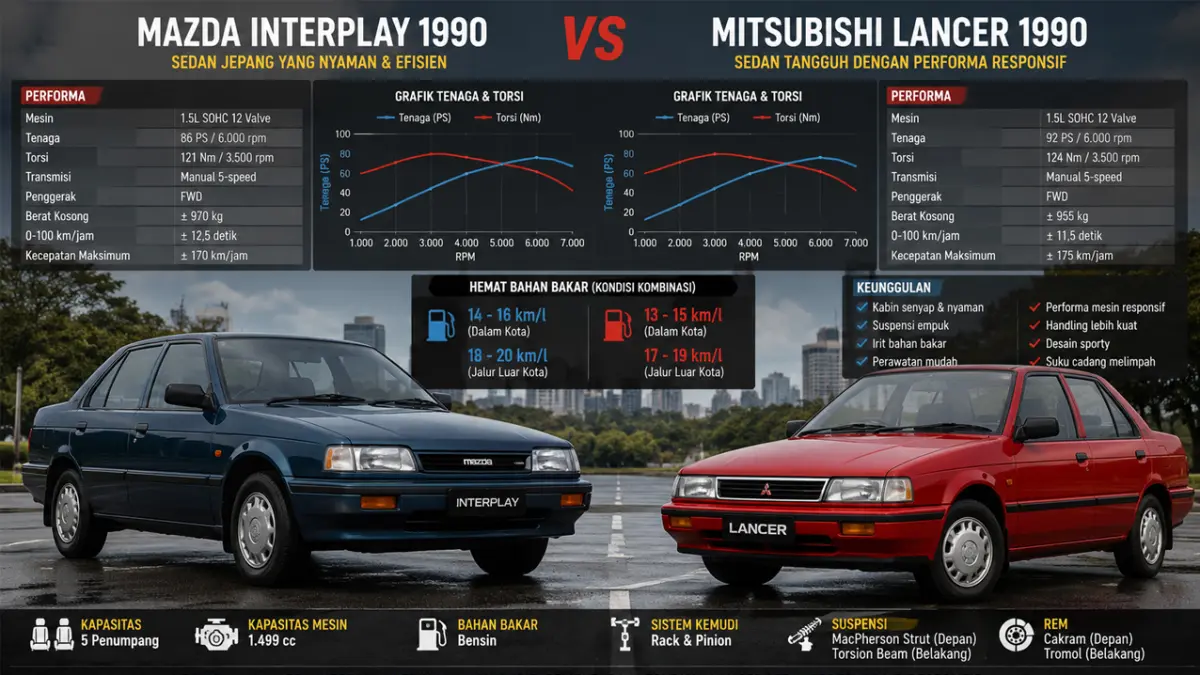 Mazda Interplay 1990 vs Mitsubishi Lancer 1990, Mana yang Lebih Cocok