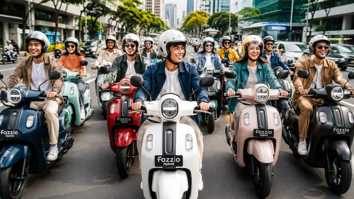 Ilustrasi: Gaya retro tapi tetap modern, membuat Yamaha Fazzio Hybird 125 ini diminati anak muda jaman now. (ai/Sulistiono)