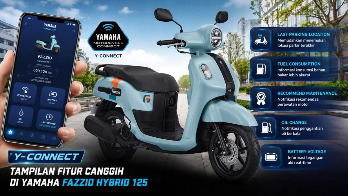 Ilustrasi: Salah satu teknologi yang melekat pada Yamaha Fazzio Hyibird 125 2026 adalah teknologi Y-Connect. (ai/Sulistiono)