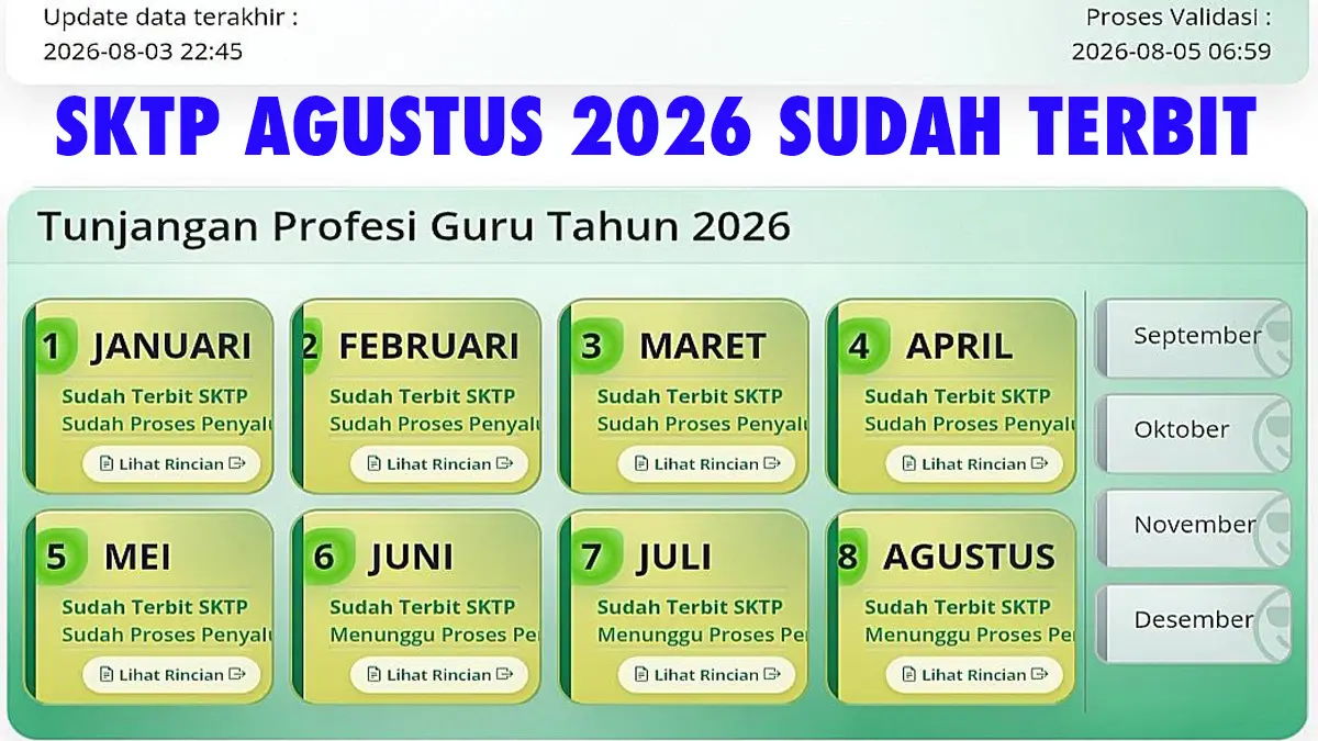 SKTP Agustus 2026 Terbit; Berikut ini Mekanisme Penyaluran TPG Berdasarkan Status Guru
