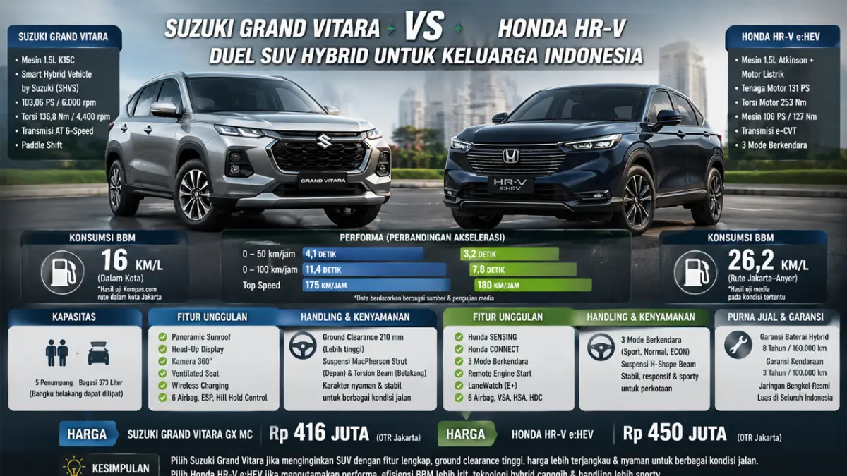 Suzuki Grand Vitara vs Honda HR-V, Mana Lebih Unggul