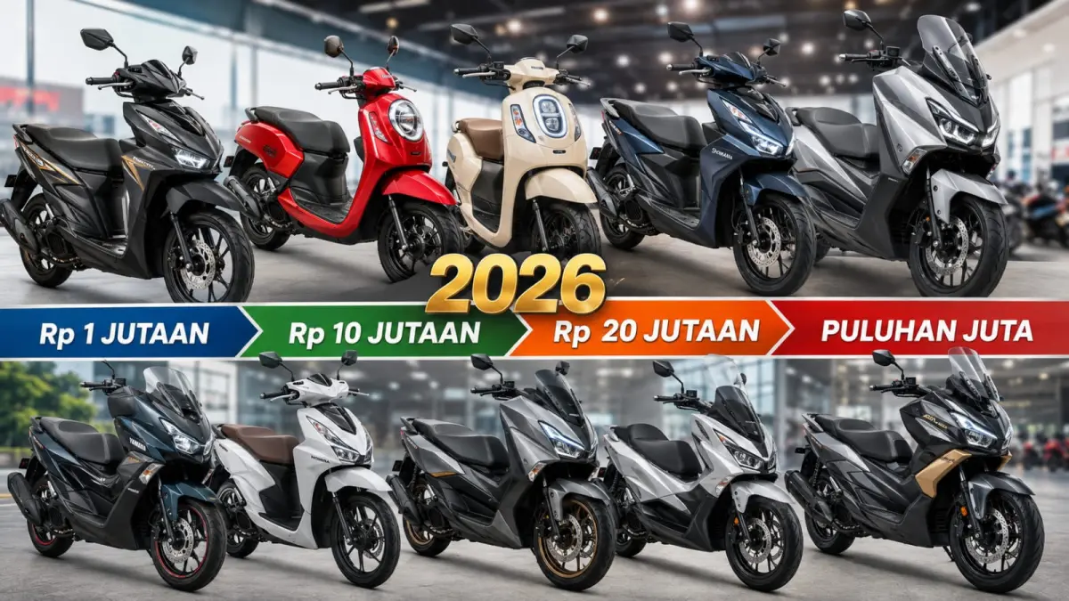 Ilustrasi: Beragam model, beragam pula harga yang ditawarkan motor baru di tahun 2026. (ai/Sulistiono)