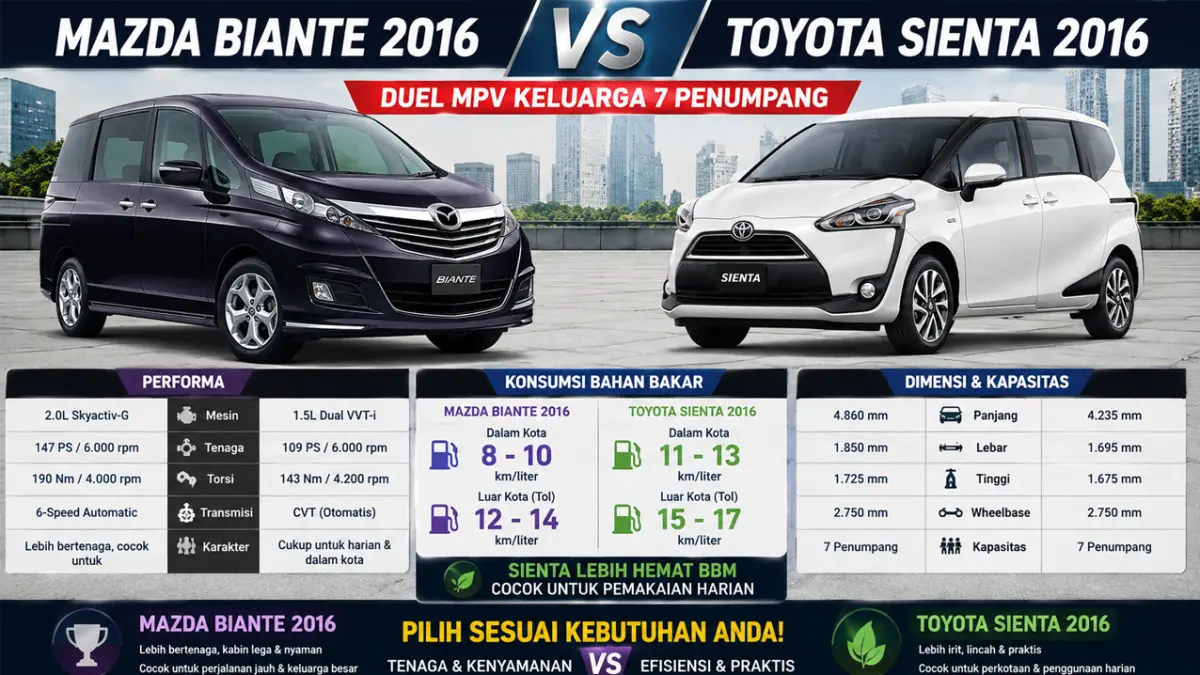 Mazda Biante 2016 vs Toyota Sienta 2016