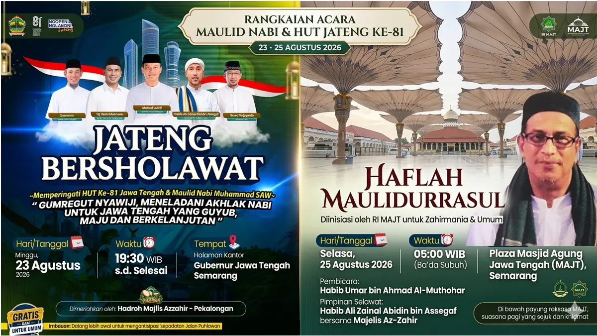 Semarang Bersholawat Besar-besaran! Ini Jadwal Az Zahir di Kantor Gubernur dan MAJT Agustus 2026
