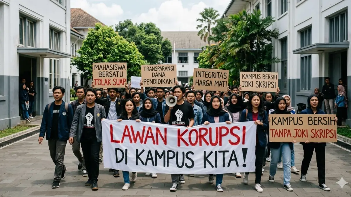 Ilustrasi lawan korupsi di kampus