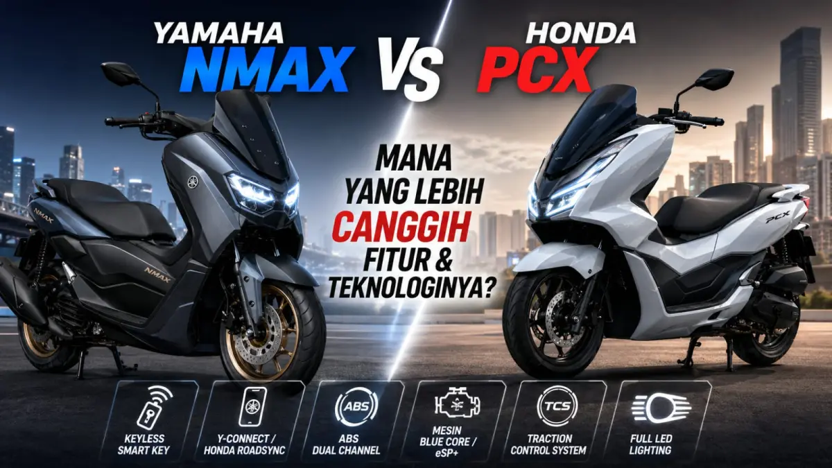 Ilustrasi: Mana yang lebih canggih fitur dan teknologinya, Yamaha NMAX atau Honda PCX?. (ai/Sulistiono)
