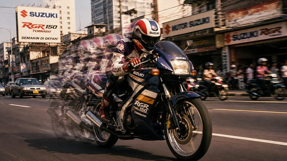 Ilustrasi; Pada masa kejayaannya, Suzuki RGR 150 dikenal sebagai salah satu motor sport 2Tak yang kencang. (ai/Sulistiono)