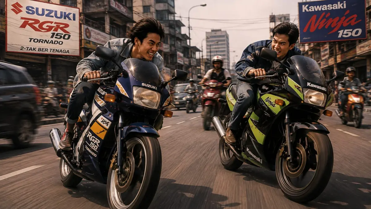Ilustrasi: Sebelum Kawasaki Ninja 150 menguasai pasar motor sport di tanah air, Suzuki RGR 150 telah lebih dahulu jadi penguasanya. (ai/Sulistiono)