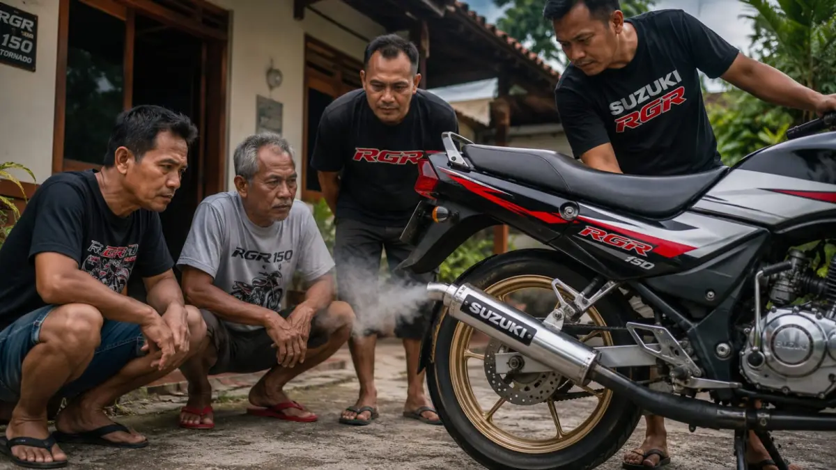 Ilustrasi: Suara mesin 2-tak Suzuki RGR 150 masih membangkitkan nostalgia era 1990-an. (ai/Sulistiono)
