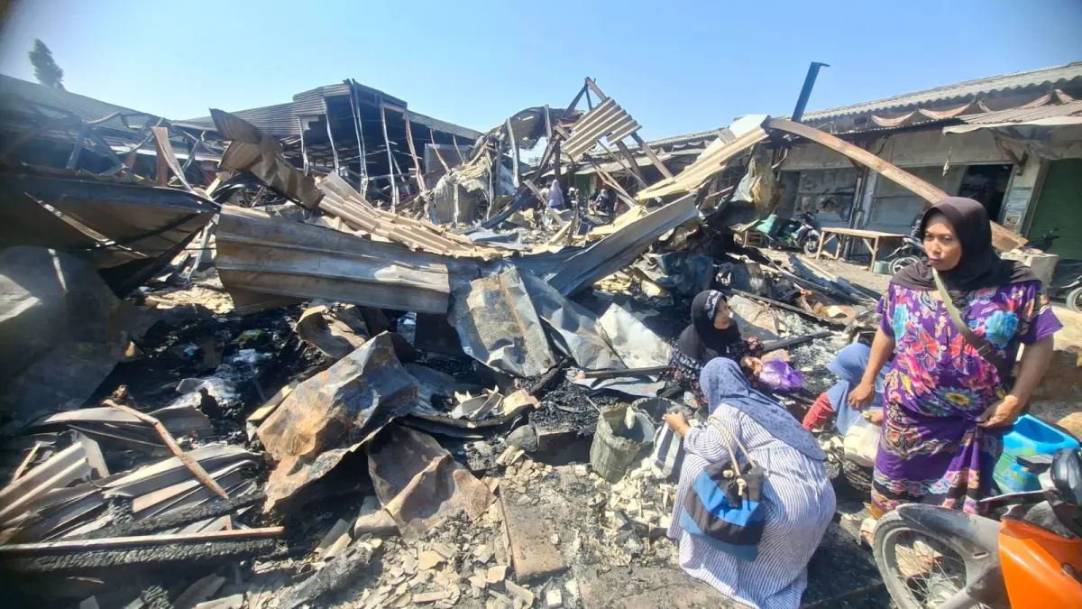 Kondisi Pasar Sedo Kecamatan Demak Kota pasca terbakar. (Wahibpribadi)
