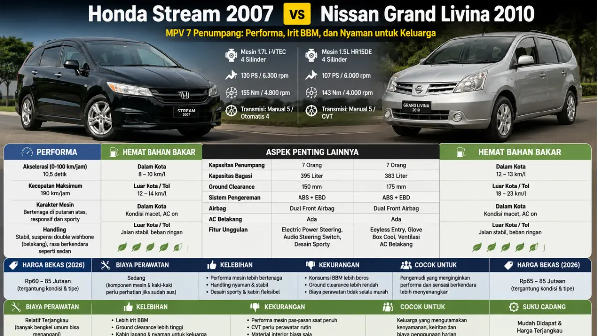 Honda Stream 2007 dan Nissan Grand Livina 2010