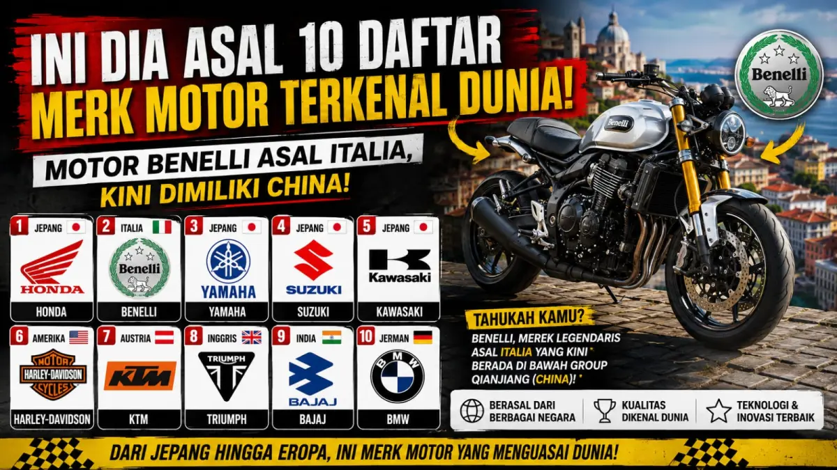 Ilustrasi: Inilah sepuluh daftar asal motor yang beredar di banyak negara di dunia, termasuk Indonesia. Salah satunya asal negara yang kini jadi perdebatan. (ai/Sulistiono)