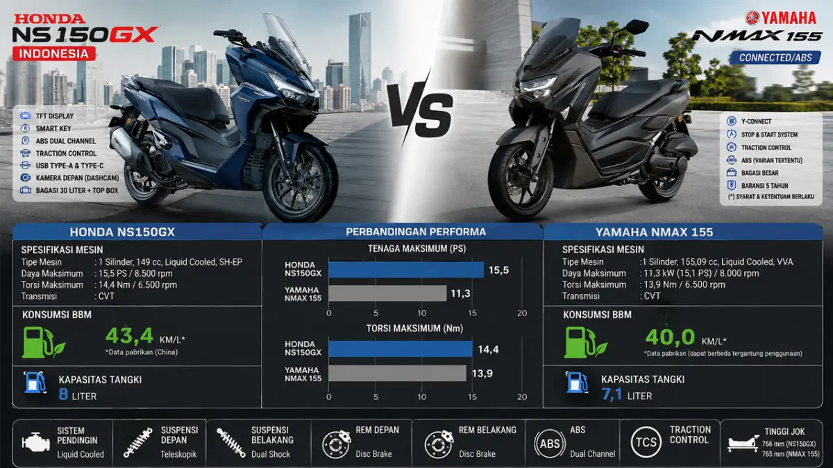 Honda NS150GX Indonesia vs Yamaha NMAX 155