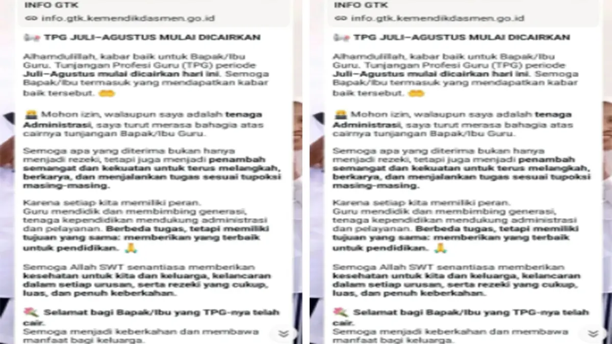 Update Terbaru 30 Agustus: Dana TPG Masuk Rekening Guru Secara Massal, Segera Buka Mobile Banking Anda!
