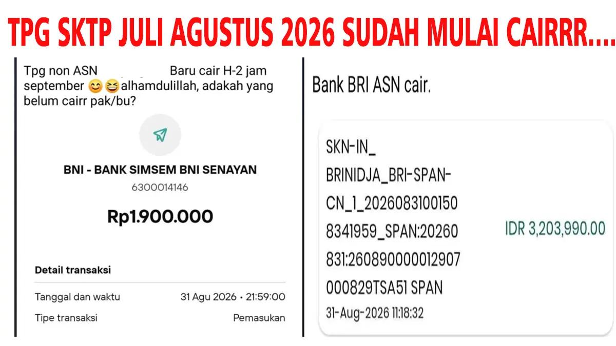 Alhamdulillah Kabar Gembira! TPG SKTP Guru Juli Agustus 2026 Sudah Mulai CAIRRR….
