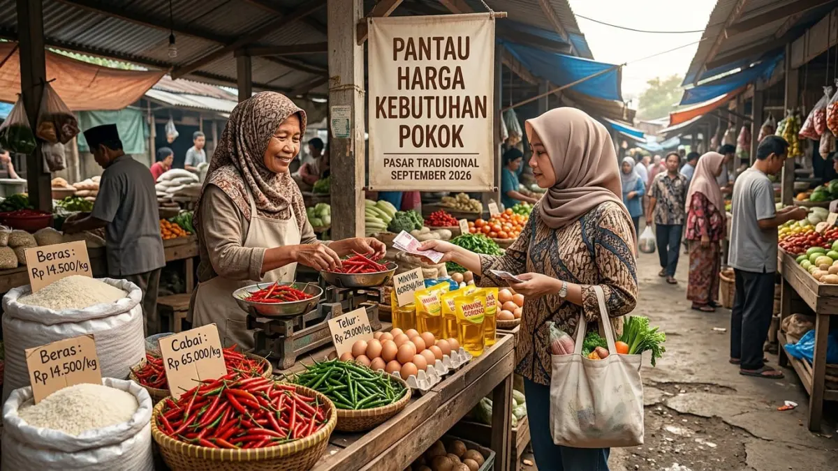 Ilustrasi: Masyarakat wajib mewaspadai harga kebutuhan pokok September 2026 yang berpotensi kembali bergerak. (ai/Sulistiono)
