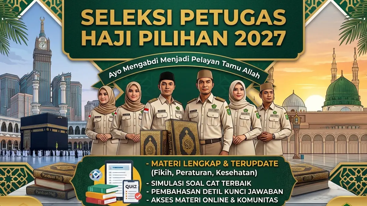 Contoh 30+ Soal CAT Petugas Haji 2027 dan Kunci Jawaban, Bahan Latihan Seleksi PPIH Kemenhaj (GRAFIS FALAKH)
