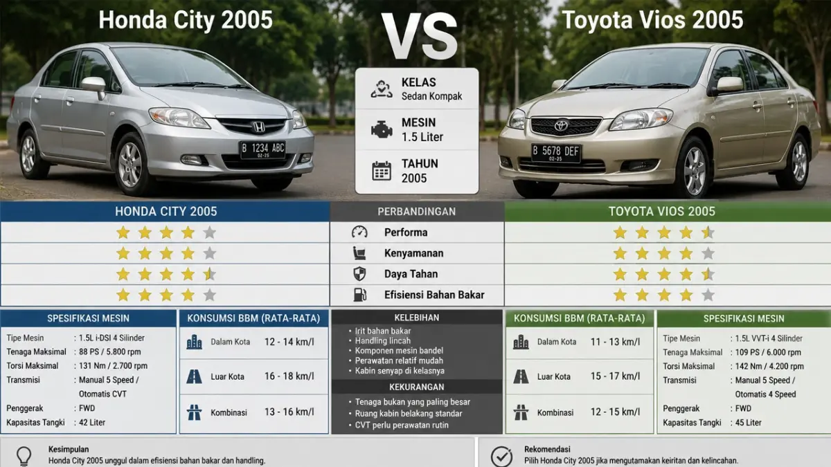 Honda City 2005 vs Toyota Vios 2005