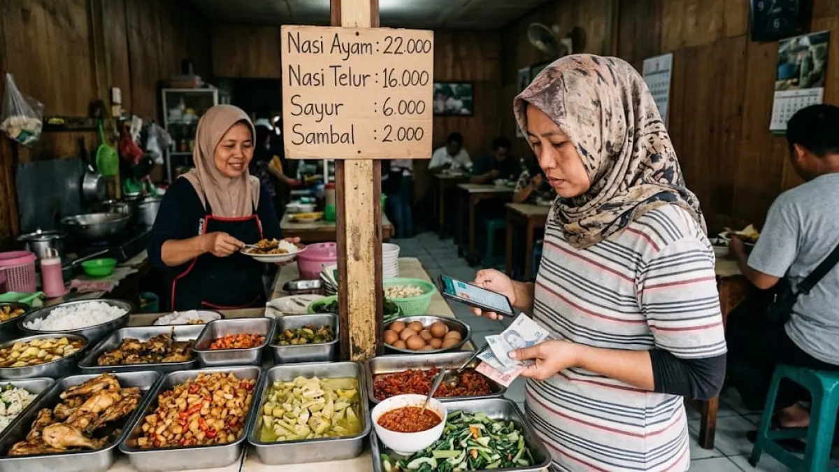 Ilustrasi: Harga makanan di sejumlah warung terasa semakin mahal seiring perubahan harga bahan baku dan meningkatnya berbagai biaya operasional. (ai/Sulistiono)
