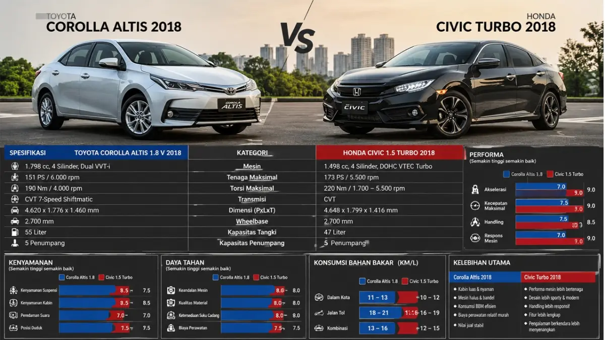 Corolla Altis 2018 vs Civic Turbo
