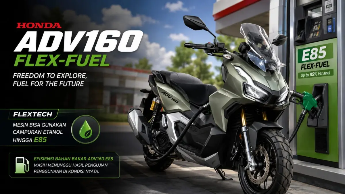 Honda ADV160 Flex-Fuel mampu menggunakan bahan bakar hingga E85. Namun, kemampuan memakai etanol tinggi tidak otomatis membuat konsumsi BBM lebih irit. (ai/Sulistiono)
