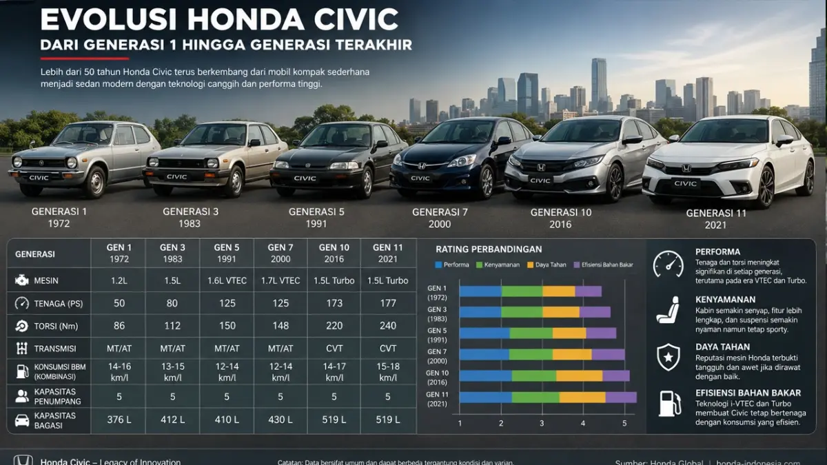 Honda Civic generasi ke generasi