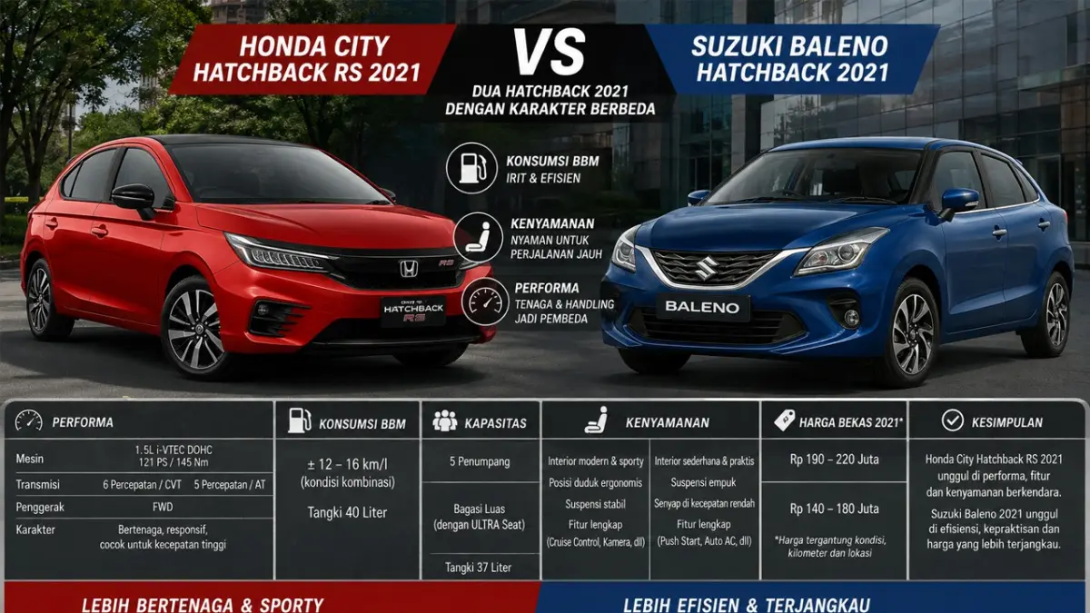 Honda City Hatchback 2021 vs Suzuki Baleno 2021