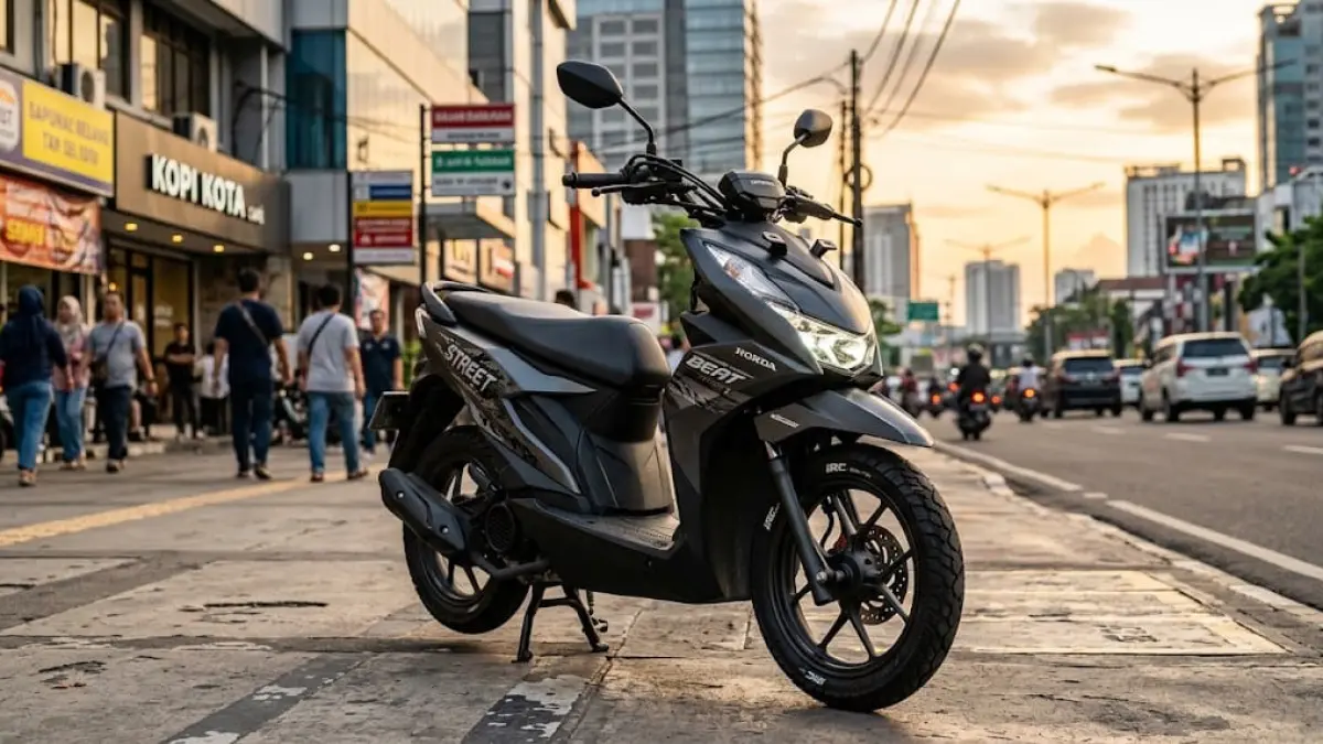 Ilustrasi: Honda BeAT Street 2026 mengusung mesin 109,5 cc eSP dengan konsumsi bahan bakar yang diklaim mencapai 60,6 km/liter. (ai/Sulistiono)