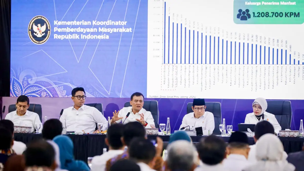 Rapat Koordinasi Daerah Optimalisasi Pelaksanaan Pengentasan Kemiskinan dan Penghapusan Kemiskinan Ekstrem di Graha Wisata Niaga, Kota Surakarta, Jumat (4/9/2026).