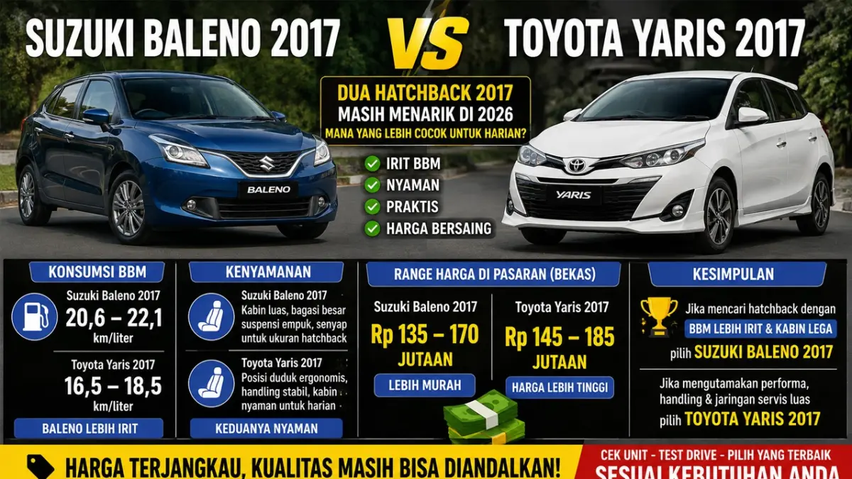 Suzuki Baleno 2017 vs Toyota Yaris 2017