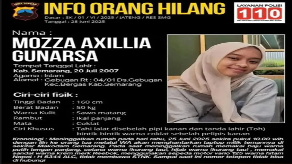 Setahun Hilang Usai Pamit Antar Laptop, Mozza Axillia Gunarsa Ternyata Dibunuh Teman Dekat, Ini Kronologinya!
