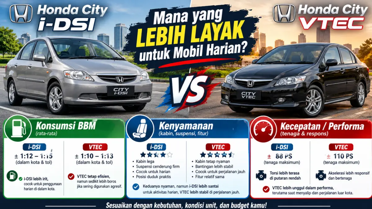perbedaan Honda City i-DSI dan VTEC
