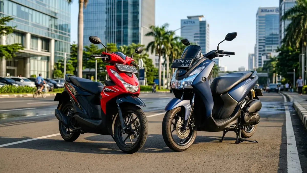 Ilustrasi : Honda BeAT Street 2026 dan Yamaha Gear Ultima 125 menawarkan karakter berbeda untuk kebutuhan mobilitas harian. (ai/Sulistiono)
