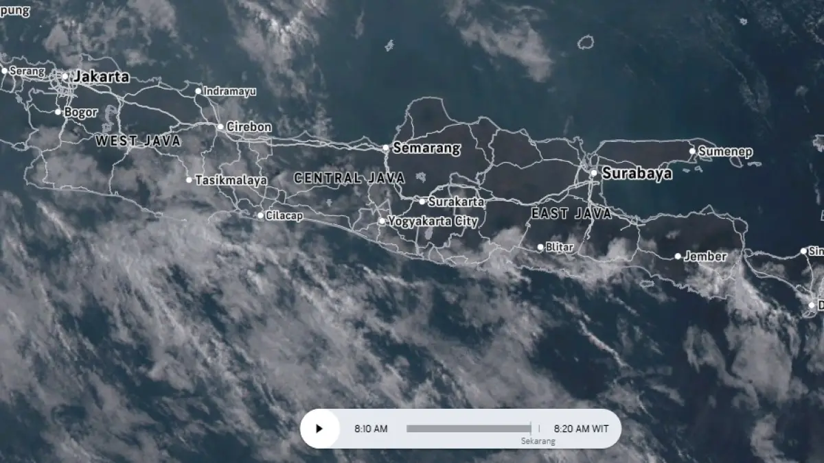 Peta cuaca pulau Jawa, Selasa, 8 Agustus 2026.