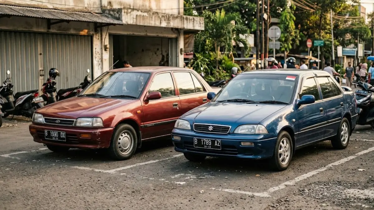 Ilustrasi: Daihatsu Classy dan Suzuki Esteem, dua mobil sedan lawas dengan harga murah dipasaran saat ini, memiliki  mesin Sederhana, Tapi tak banyak dilirik konsumen. (ai/Sulistiono)