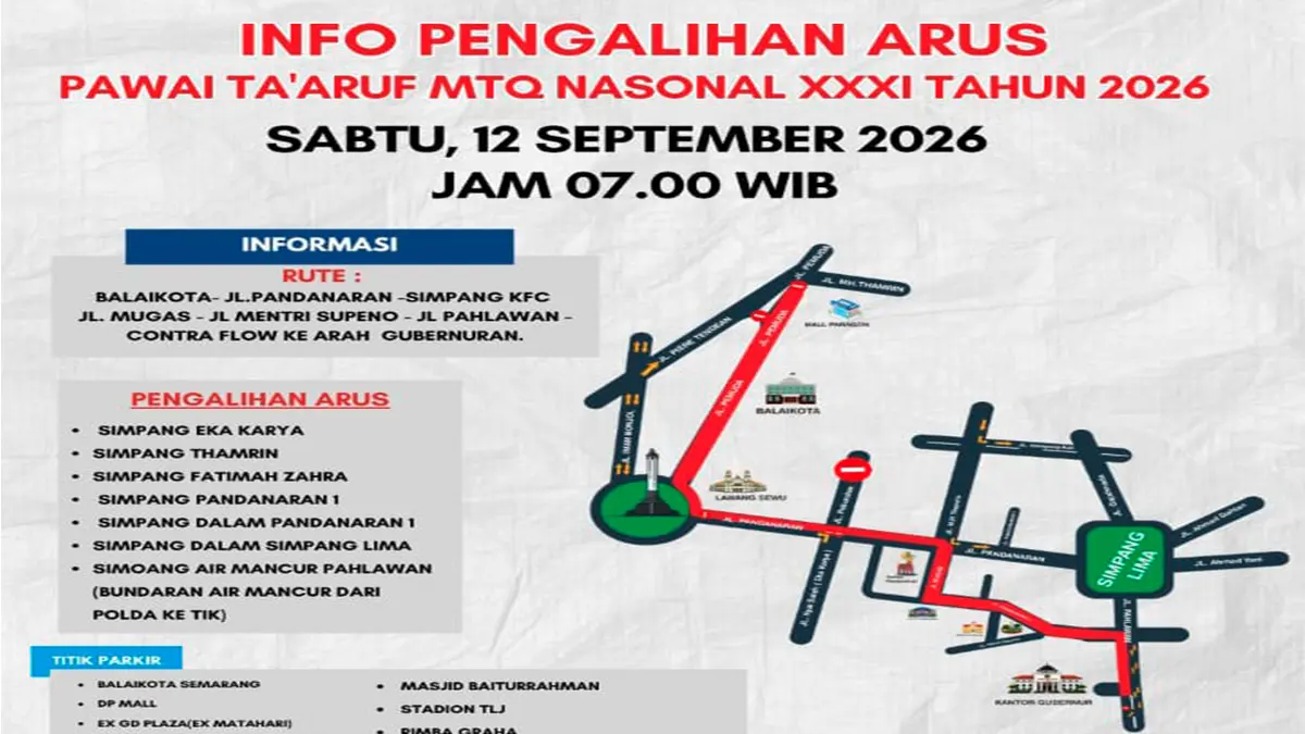 Warga Semarang Wajib Tahu! Simpang Lima Tutup Total Sabtu 12 September 2026, Ini Bocoran Rute Tikus Anti Macet!
